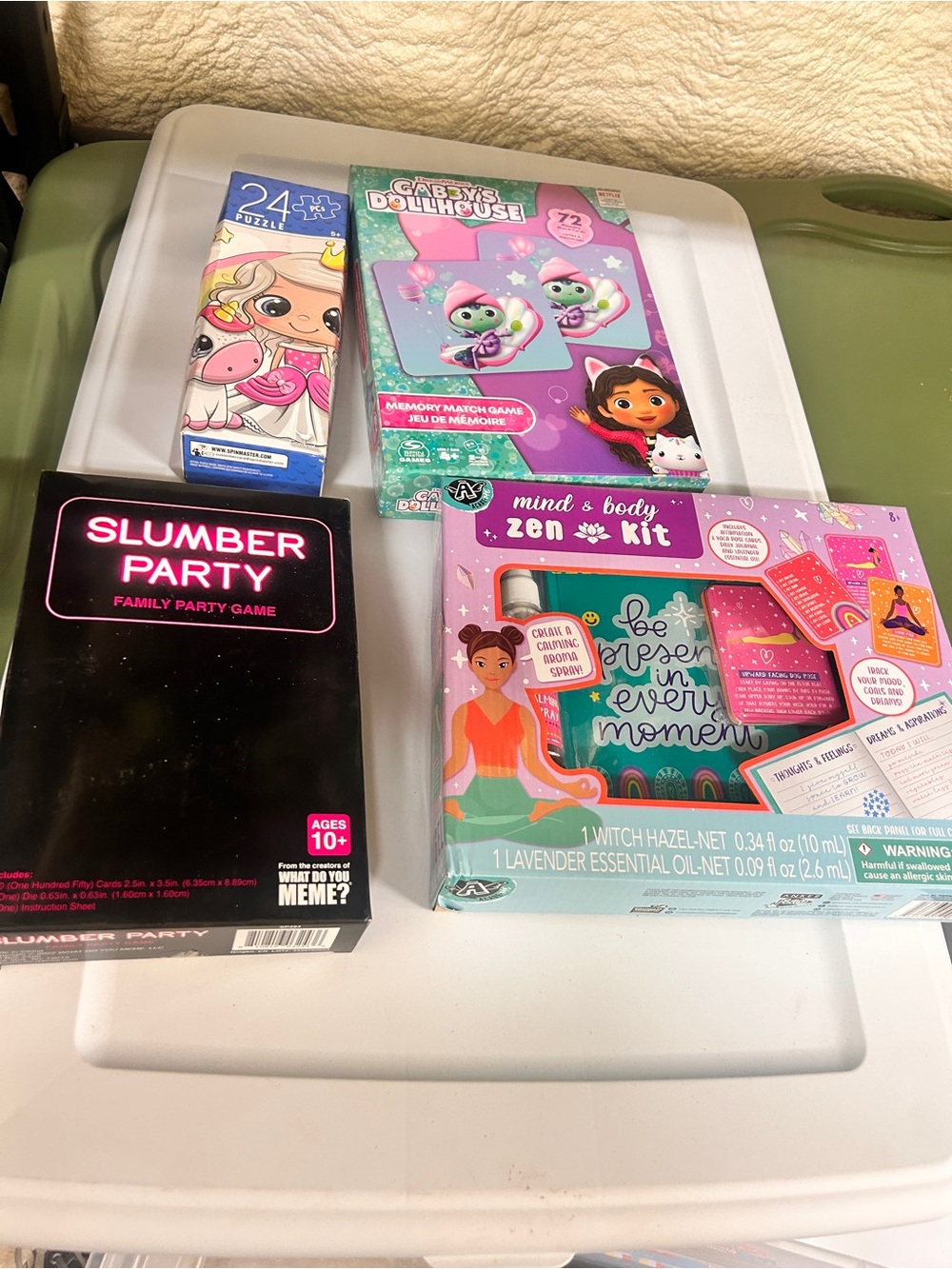 Set of four different kids activities games